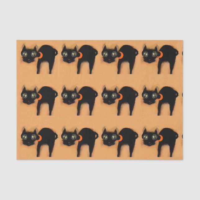 Papier Mousseline Papier Tissu de chats noirs d'Halloween (Recto)