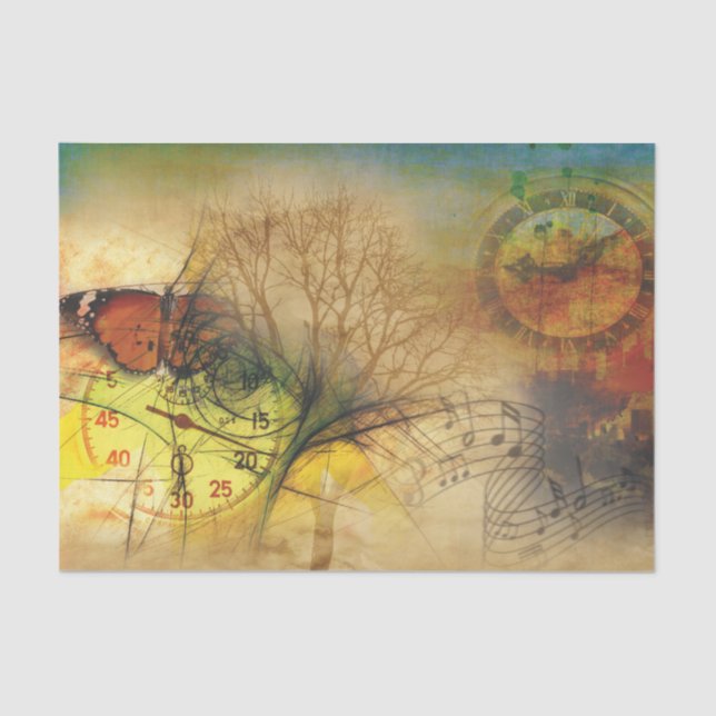 Papier Mousseline Papier Tissu de découpage de l'horloge musicale (Recto)