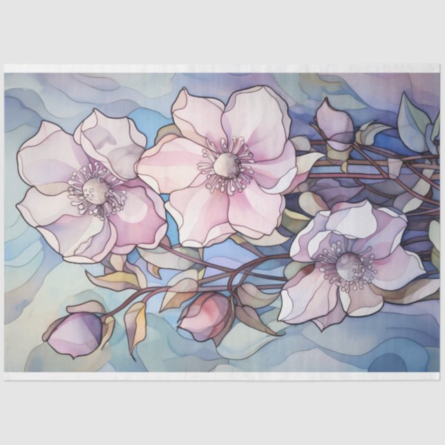 Papier Mousseline Papier Tissu De Découpage Fleur De Verre (Recto)