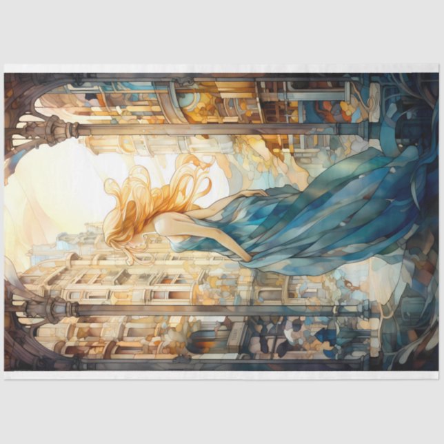 Papier Mousseline Papier Tissu De Découpage Inspiré De Verre Tissu (Recto)