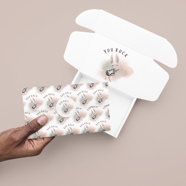 Papier Mousseline Papier Tissu De Guitare De Lapin (Empower a special little musician with this cute bunny, "You rock" tissue paper! )