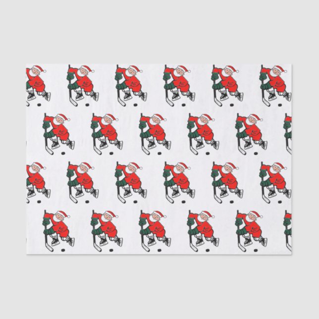 Papier Mousseline Papier Tissu De Noël Hockey (Recto)