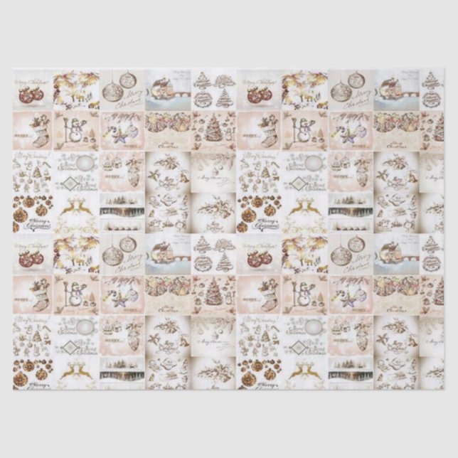 Papier Mousseline Papier Tissu de Noël, Noël Vintage (Recto)