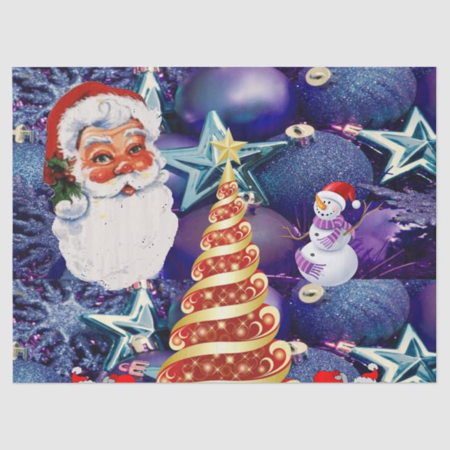 Papier Mousseline Papier Tissu de Noël, Père Noël (Recto)