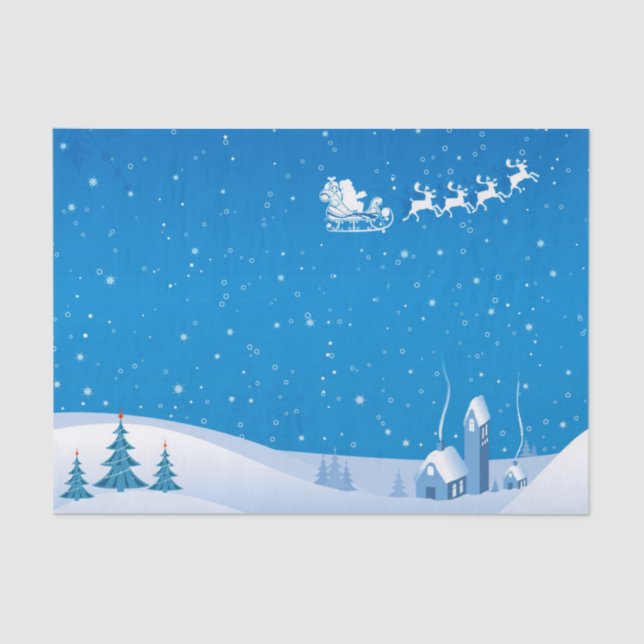 Papier Mousseline Papier Tissu de Noël/Père Noël et Sleigh (Recto)