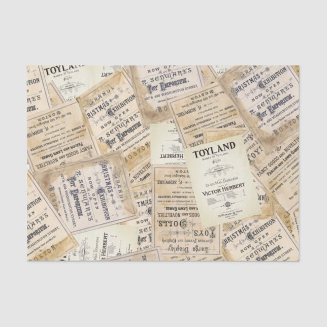 Papier Mousseline Papier Tissu de Noël Toyland vintage (Recto)