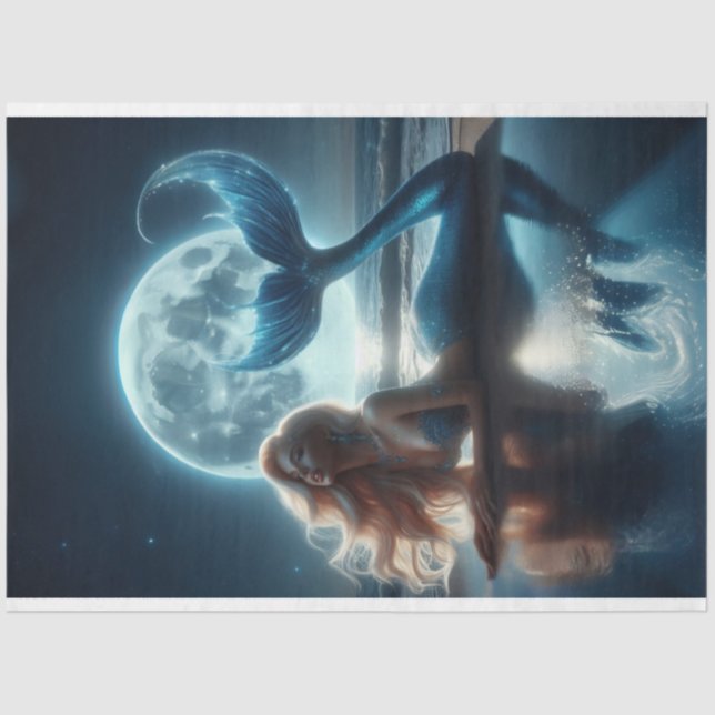 Papier Mousseline Papier Tissu De Sirène De Lune De Plage (Recto)