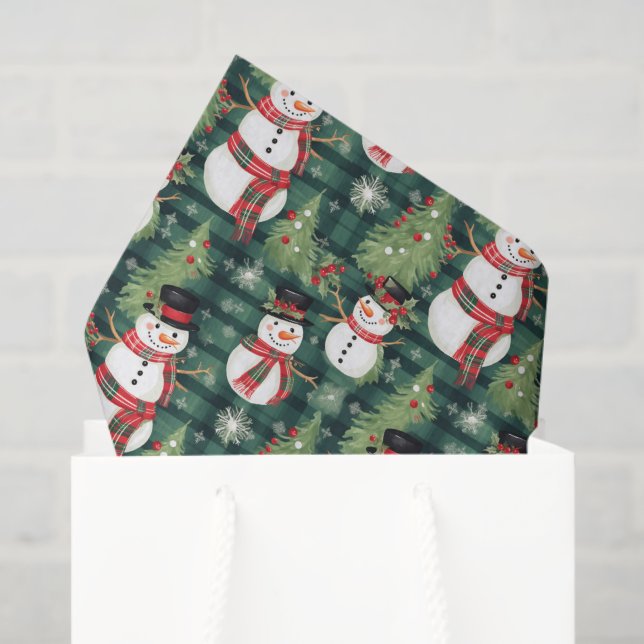 Papier Mousseline Papier Tissu de Tissus de Holiday Snowman (Sac cadeau)
