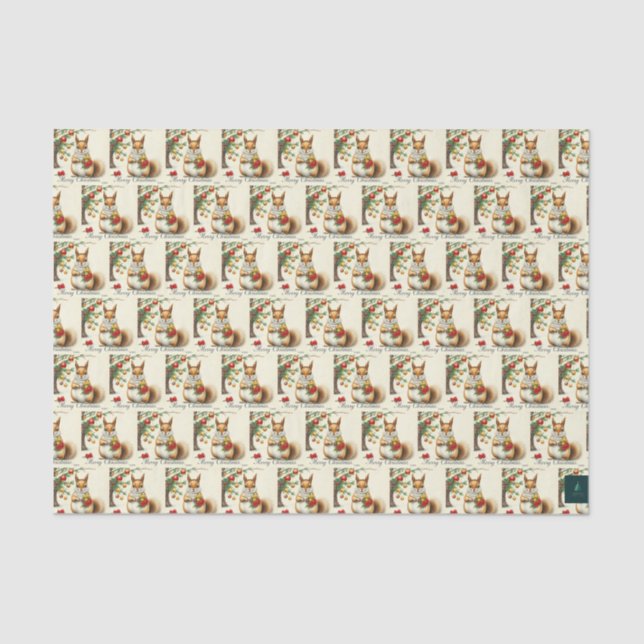 Papier Mousseline Papier Tissu d'écureuil de Noël (Recto)