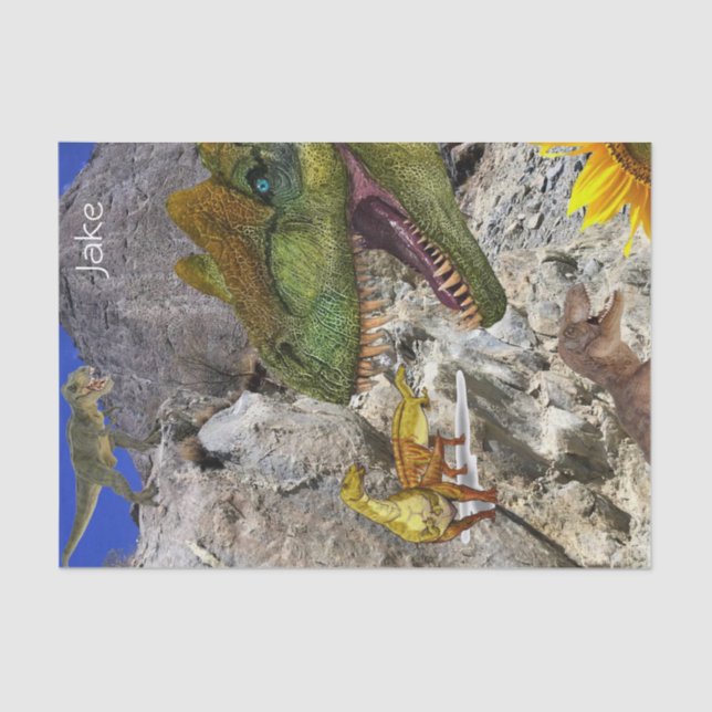 Papier Mousseline Papier Tissu Dinosaure Floral De Tournesol (Recto)