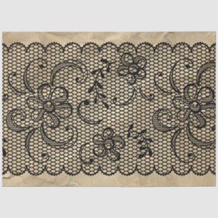 Papier Mousseline Papier Tissu en dentelle noire vintage