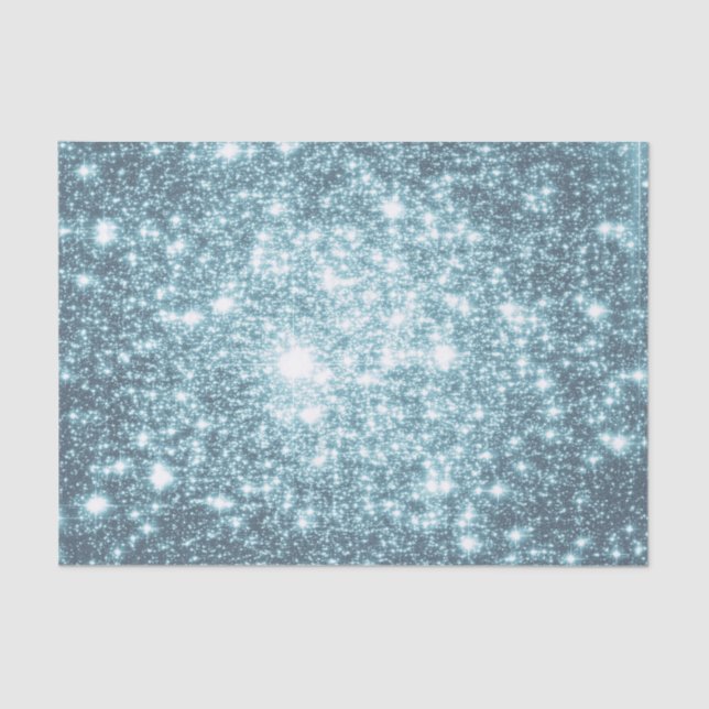 Papier Mousseline Papier Tissu Étoiles turquoises (Recto)