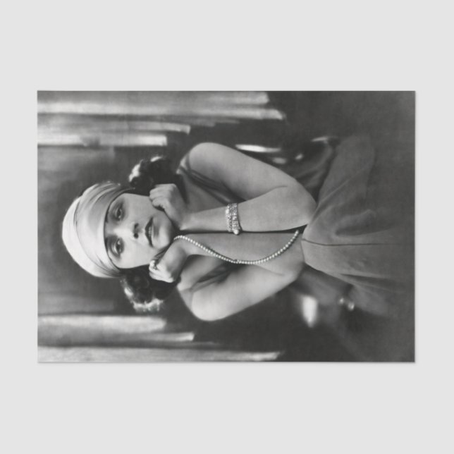 Papier Mousseline Papier Tissu Flapper Girl Portrait des années 1920 (Recto)