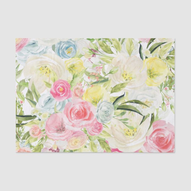 Papier Mousseline Papier Tissu Fleurs Printemps | Floral vibrant (Recto)