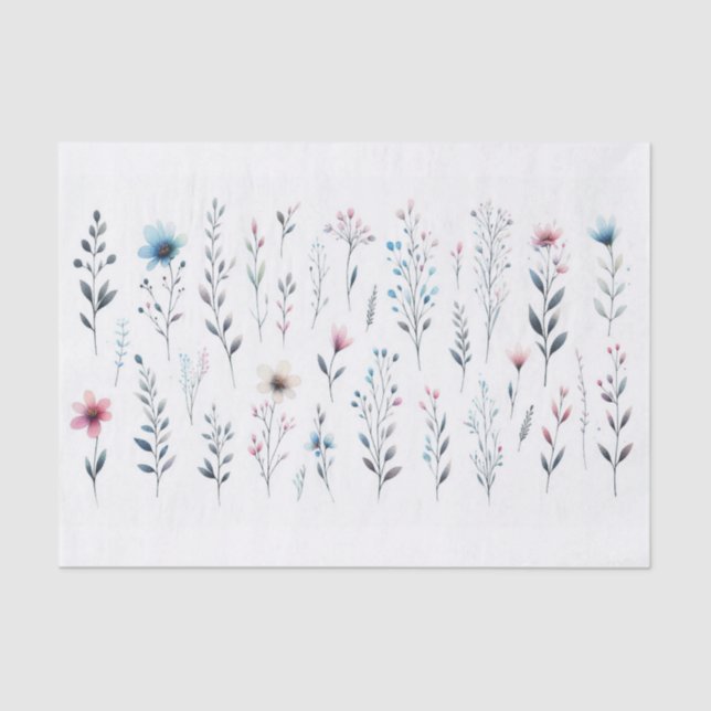 Papier Mousseline Papier Tissu Floral (Recto)