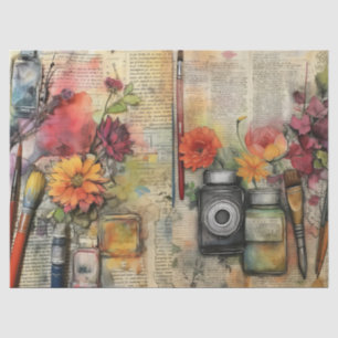 Papier Mousseline Papier Tissu Floral Inspiré Arts & Artisanat