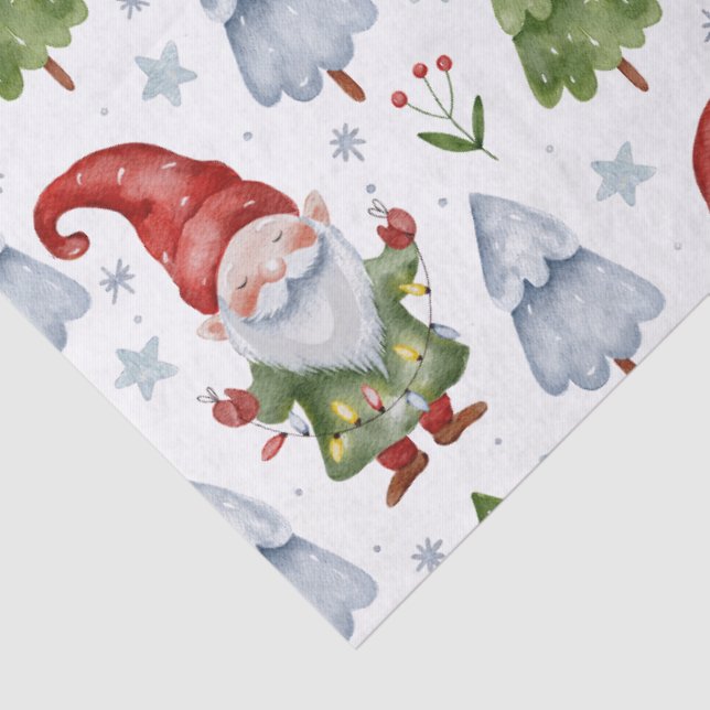 Papier Mousseline Papier Tissu Gnome Enveloppement Cadeau Aquarelle  (Détail)