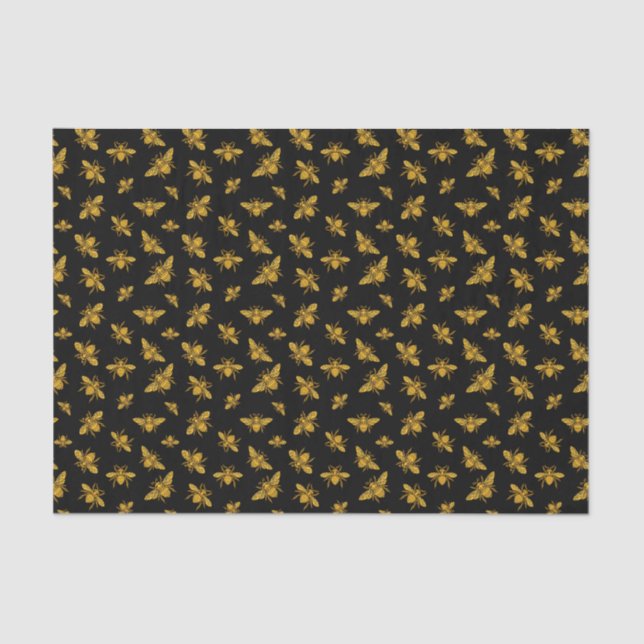 Papier Mousseline Papier Tissu Gold Bees (Recto)