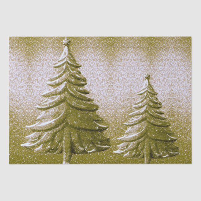 Papier Mousseline Papier Tissu Gold Holiday Christmas Tree (Recto)