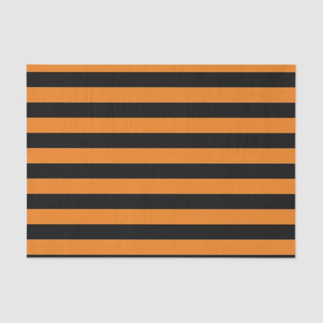 Papier Mousseline Papier Tissu GRANDES STRIPES NOIR ET ORANGE (Recto)