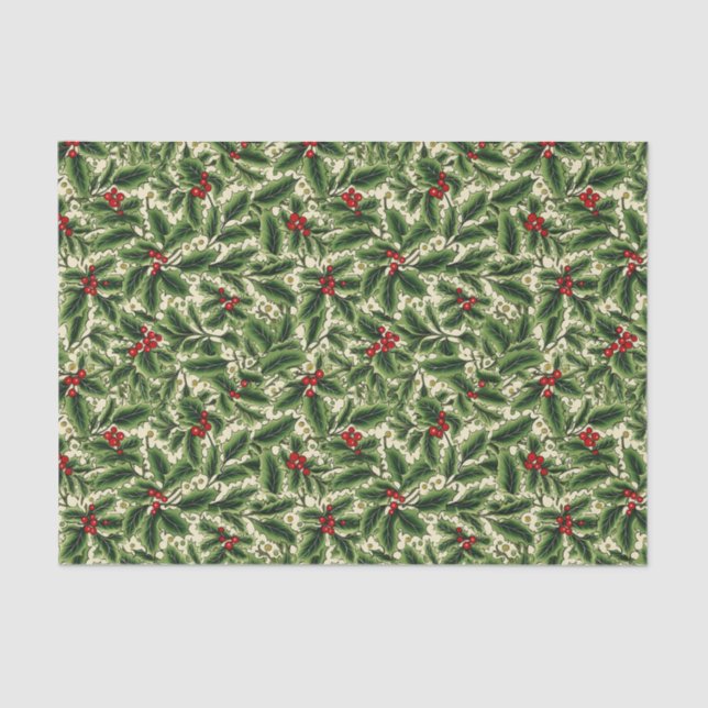 Papier Mousseline Papier Tissu Holiday Holly (Recto)