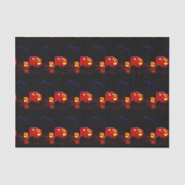 Papier Mousseline Papier Tissu Jack-O-Lantern Et Bougie (Recto)