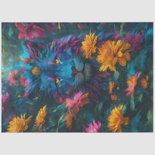 Papier Mousseline Papier Tissu Lion foncé (Recto)