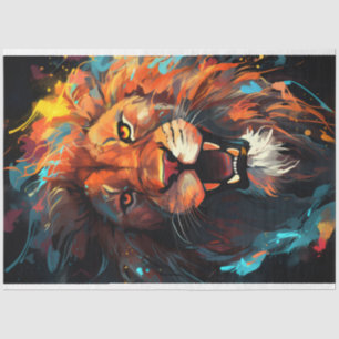 Papier Mousseline Papier Tissu Lion Portrait