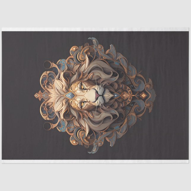 Papier Mousseline Papier Tissu Lion Portrait (Recto)