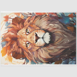 Papier Mousseline Papier Tissu Lion Portrait