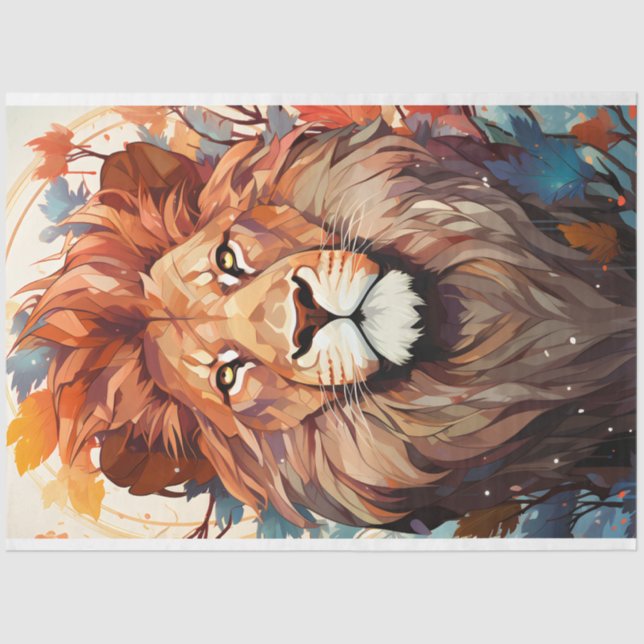 Papier Mousseline Papier Tissu Lion Portrait (Recto)