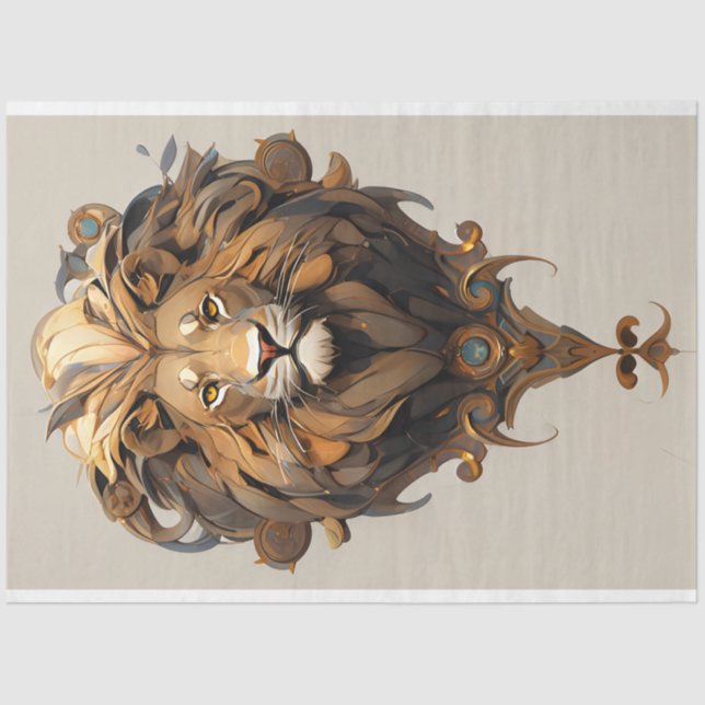 Papier Mousseline Papier Tissu Lion Portrait (Recto)