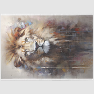 Papier Mousseline Papier Tissu Lion Portrait