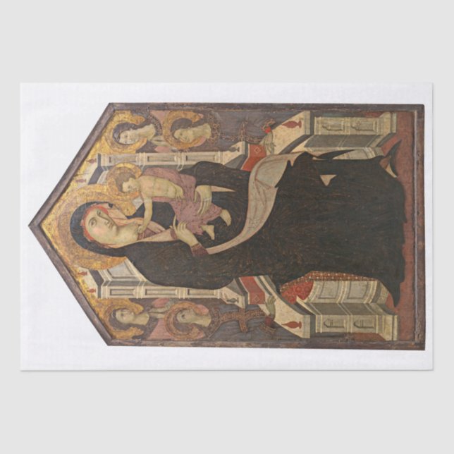 PAPIER MOUSSELINE PAPIER TISSU : MADONNA & ENFANT AVEC QUATRE ANGELS (Recto)