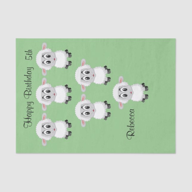 Papier Mousseline Papier Tissu Mouton Joyeux Anniversaire 5e (Recto)