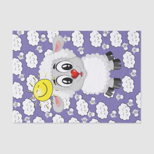 Papier Mousseline Papier Tissu Mouton Soleil Nuages (Recto)