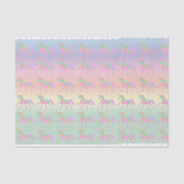 Papier Mousseline Papier Tissu Pastel Rainbow Unicorn (Recto)