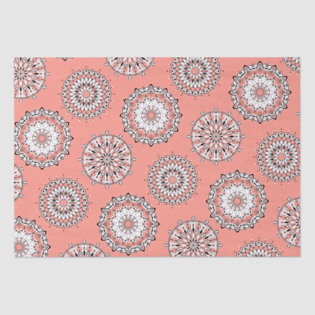 Papier Mousseline Papier Tissu Peach Mandalas (Recto)
