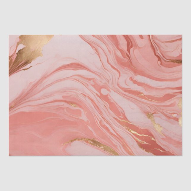 Papier Mousseline Papier Tissu Peach Pink Or Marbré (Recto)