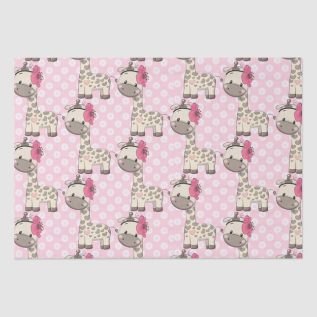 Papier Mousseline Papier Tissu Personnalisé Giraffe Girl Baby (Recto)