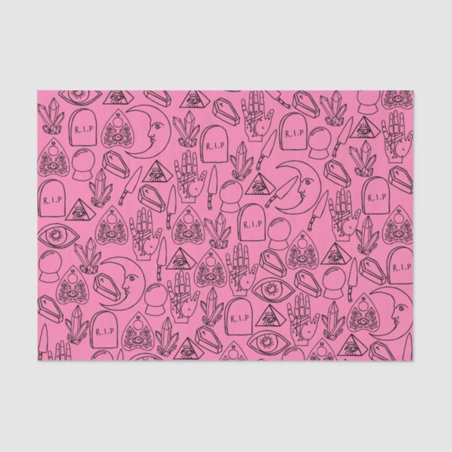 Papier Mousseline Papier Tissu Pink Halloween (Recto)