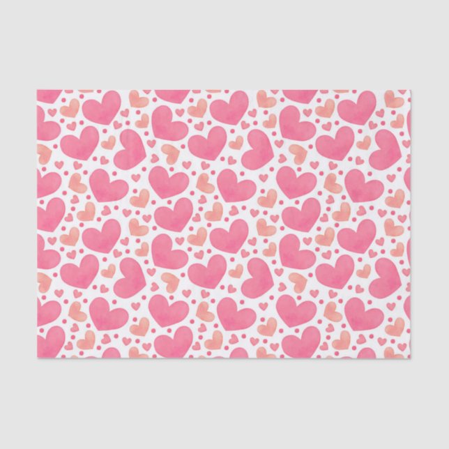 Papier Mousseline Papier Tissu Pink Hearts (Recto)
