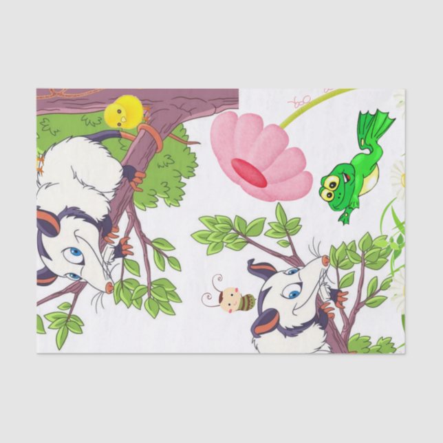 Papier Mousseline Papier Tissu Possum Frog Chicks Floral (Recto)