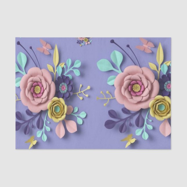 Papier Mousseline Papier Tissu Purple Floral (Recto)