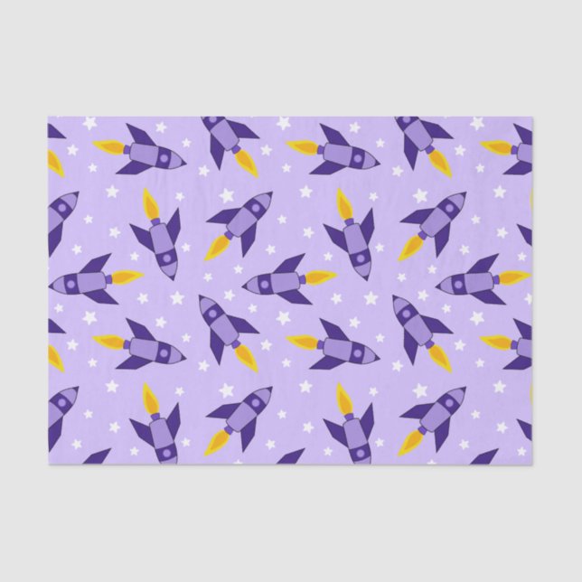 Papier Mousseline Papier Tissu Purple Retro Rocket (Recto)