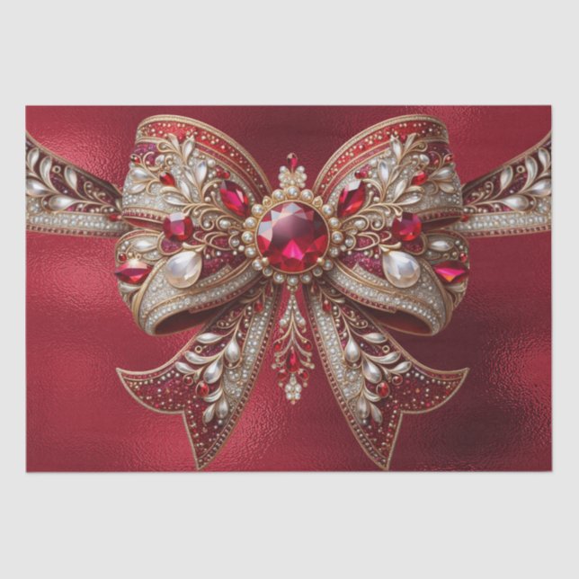 Papier Mousseline Papier Tissu Red Bow Holiday (Recto)