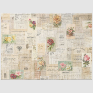 Papier Mousseline Papier Tissu Romantique Distressed Rose & Ephemera