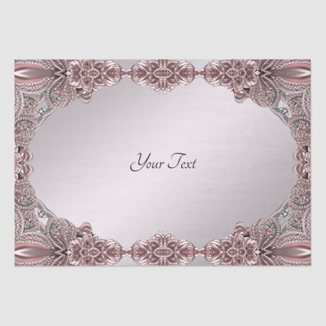 Papier Mousseline Papier Tissu rose ornemental (Recto)