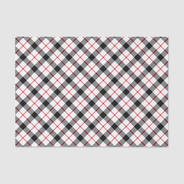 Papier Mousseline Papier Tissu rouge noir et blanc Plaid (Recto)