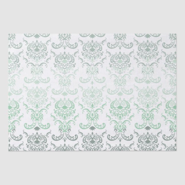 Papier Mousseline Papier Tissu Sage Ombre Damask (Recto)